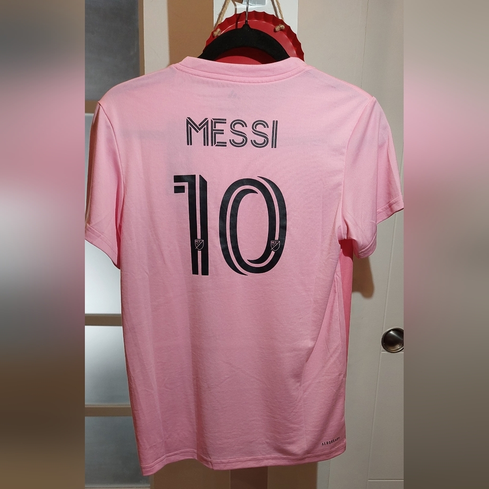 adidas Pink Striped Soccer Jersey with Club Crest - Picture 5 of 8